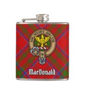 Clan MacDonald von Keppoch Wappen über Tartan Flachmann (Vorderseite)