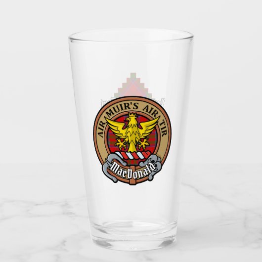 Clan MacDonald von Keppoch Wappen über Tartan Glas (Vorderseite)