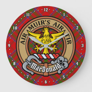 Clan MacDonald von Keppoch Wappen über Tartan Große Wanduhr