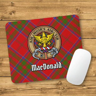 Clan MacDonald von Keppoch Wappen über Tartan Mousepad