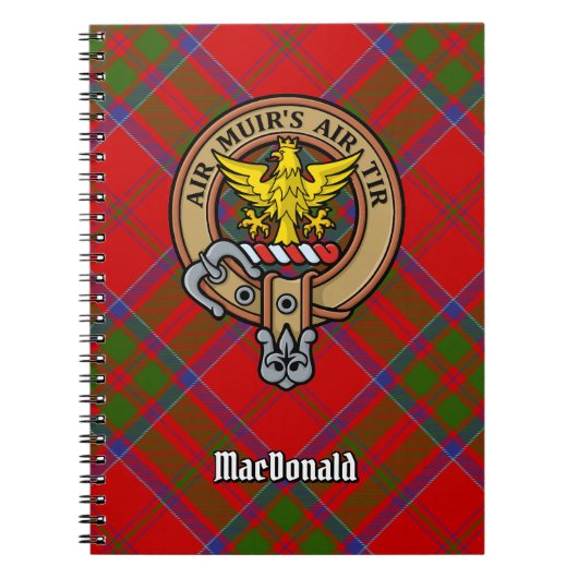 Clan MacDonald von Keppoch Wappen über Tartan Notizblock (Vorderseite)