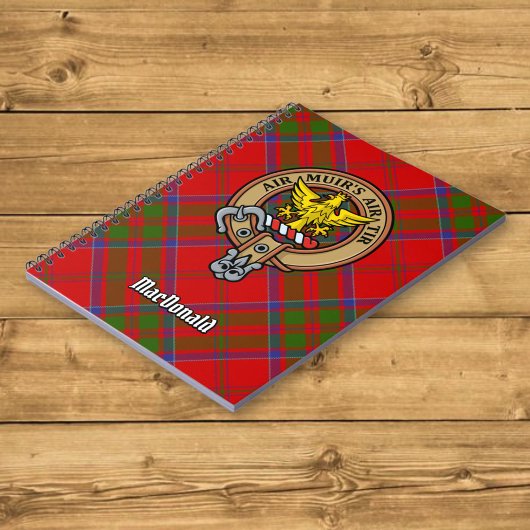 Clan MacDonald von Keppoch Wappen über Tartan Notizblock