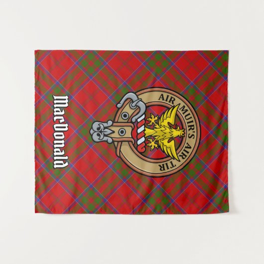 Clan MacDonald von Keppoch Wappen über Tartan Wandteppich (Vorderseite (Horizontal))