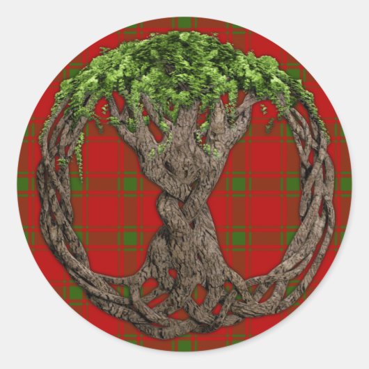 Clan MacDonald von Sleat Tartan und keltischer Bau Runder Aufkleber (Vorderseite)