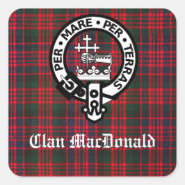Clan MacDonald Wappen & Modern Tartan Quadratischer Aufkleber