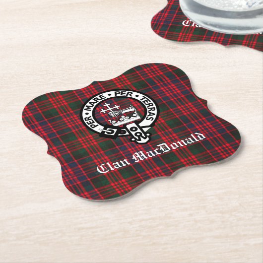 Clan MacDonald Wappen & Modern Tartan Untersetzer (angewinkelt)