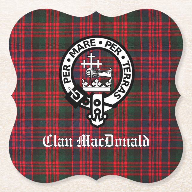 Clan MacDonald Wappen & Modern Tartan Untersetzer (Vorderseite)