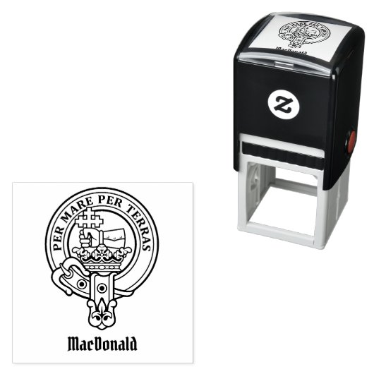 Clan MacDonald Wappen Selbstfarbige Briefmarke Permastempel (Beispiel)