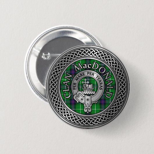 Clan MacDonald Wappen & Tartan Knot Button (Vorne & Hinten)