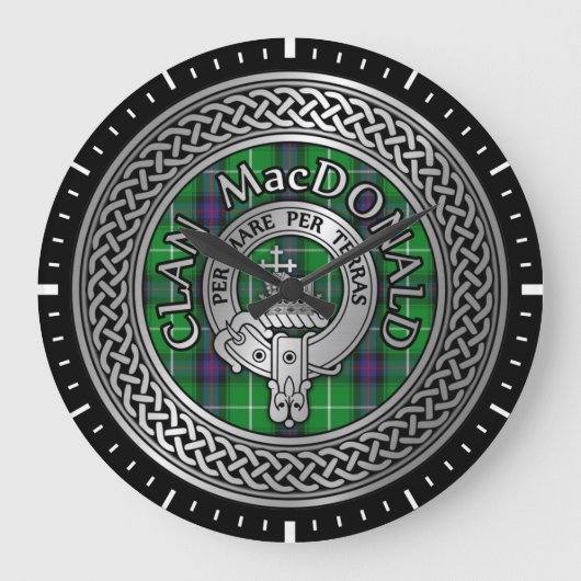 Clan MacDonald Wappen & Tartan Knot Große Wanduhr (Vorderseite)