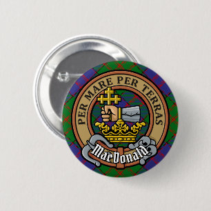 Clan MacDonald Wappen über Tartan Button