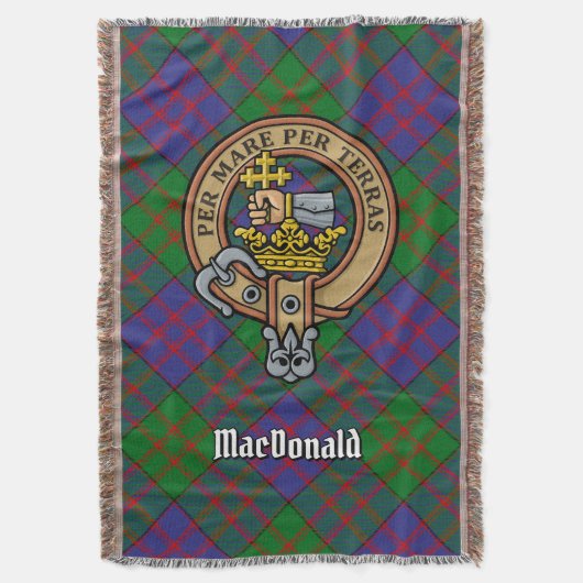 Clan MacDonald-Wappen über Tartan Decke (Vorderseite Vertikal)