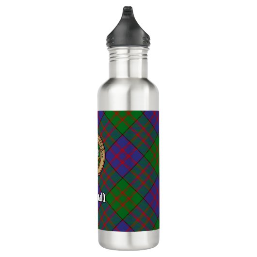 Clan MacDonald Wappen über Tartan Edelstahlflasche (Rechts)