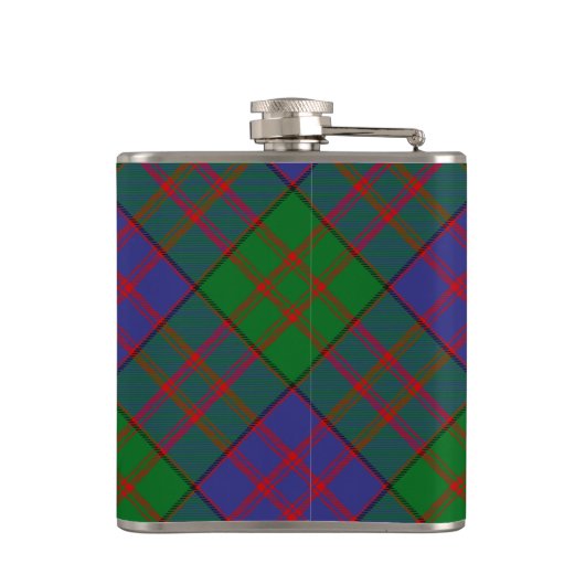 Clan MacDonald Wappen über Tartan Flachmann (Rückseite)