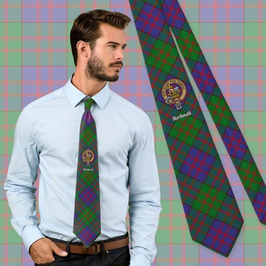 Clan MacDonald Wappen über Tartan Krawatte