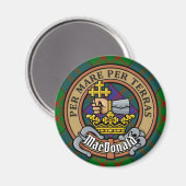 Clan MacDonald Wappen über Tartan Magnet (Vorderseite/Rückseite)