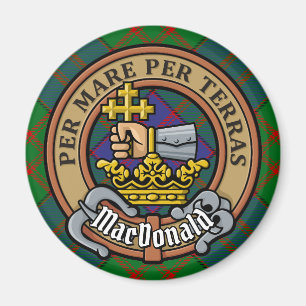 Clan MacDonald Wappen über Tartan Magnet