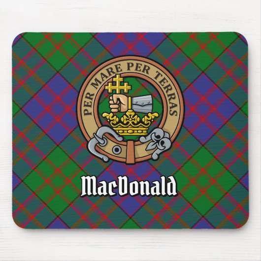 Clan MacDonald Wappen über Tartan Mousepad (Vorne)