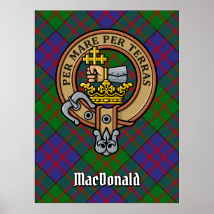 Clan MacDonald Wappen über Tartan Poster