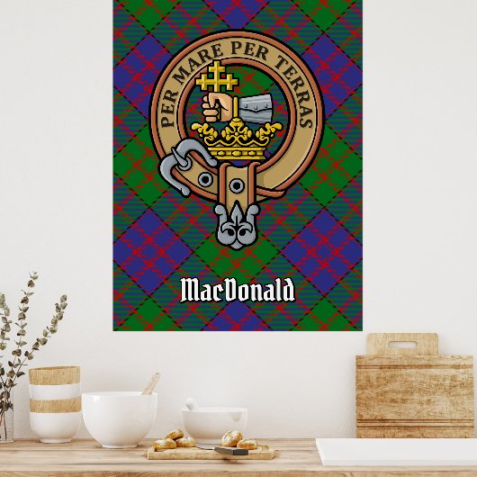 Clan MacDonald Wappen über Tartan Poster (Küche)