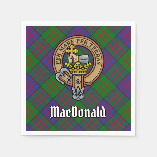 Clan MacDonald Wappen über Tartan Serviette (Vorderseite)