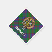 Clan MacDonald Wappen über Tartan Serviette (Ecke)
