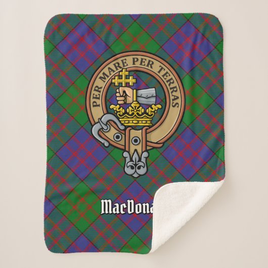 Clan MacDonald Wappen über Tartan Sherpadecke (Vorderseite)
