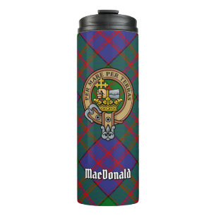 Clan MacDonald Wappen über Tartan Thermosbecher