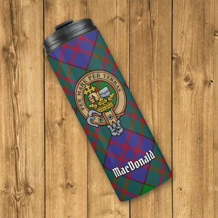 Clan MacDonald Wappen über Tartan Thermosbecher