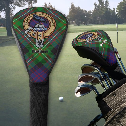 Clan MacDonell of Glengarry Wappen über Tartan Golf Headcover