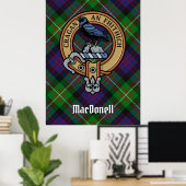Clan MacDonell of Glengarry Wappen über Tartan Poster (Heimbüro)