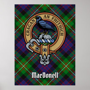 Clan MacDonell of Glengarry Wappen über Tartan Poster