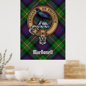 Clan MacDonell of Glengarry Wappen über Tartan Poster (Küche)