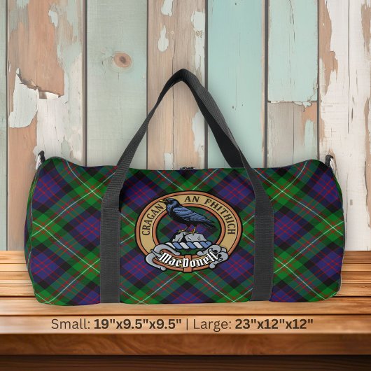 Clan MacDonell von Glengarry Wappen über Tartan Duffle Bag