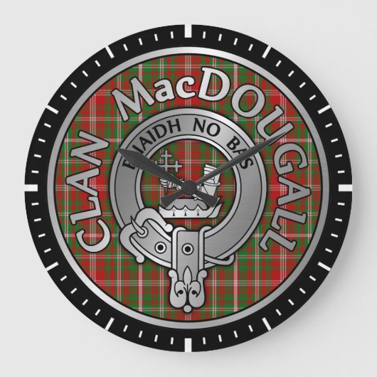 Clan MacDougall Wappen & Tartan Große Wanduhr (Vorderseite)