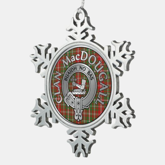 Clan MacDougall Wappen & Tartan Schneeflocken Zinn-Ornament (Rechts)