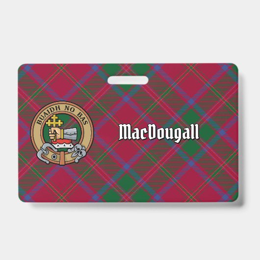 Clan MacDougall Wappen über Tartan Ausweis (Vorderseite)