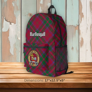 Clan MacDougall-Wappen über Tartan Bedruckter Rucksack