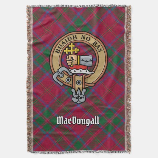 Clan MacDougall-Wappen über Tartan Decke (Vorderseite Vertikal)