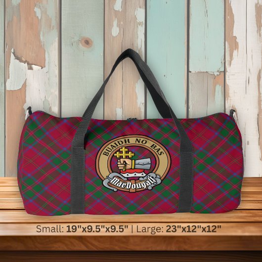 Clan MacDougall-Wappen über Tartan Duffle Bag