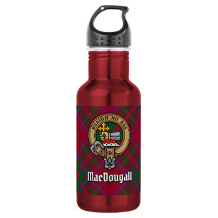 Clan MacDougall-Wappen über Tartan Edelstahlflasche