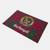 Clan MacDougall Wappen über Tartan Fußmatte (Schrägansicht)