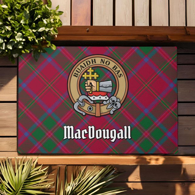 Clan MacDougall Wappen über Tartan Fußmatte (Von Creator hochgeladen)