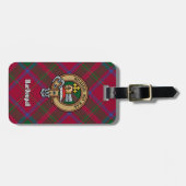 Clan MacDougall Wappen über Tartan Gepäckanhänger (Vorderseite horizontal)