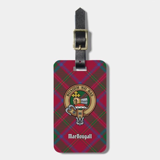 Clan MacDougall Wappen über Tartan Gepäckanhänger (Vorderseite vertikal)