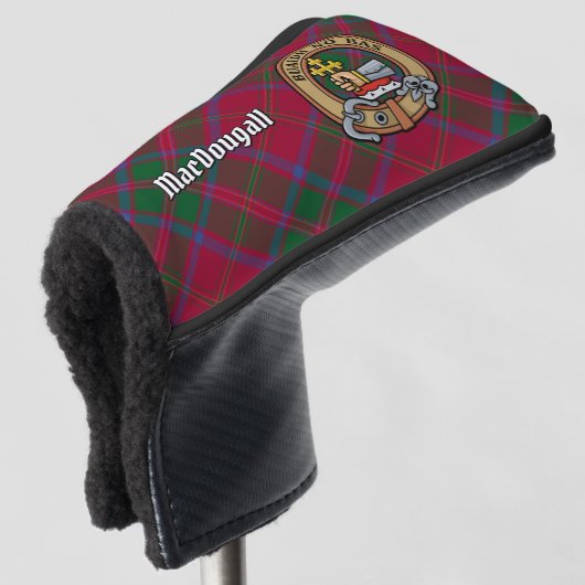 Clan MacDougall Wappen über Tartan Golf Headcover (3/4 Vorderseite)