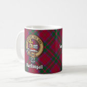 Clan MacDougall Wappen über Tartan Kaffeetasse (Vorderseite Links)