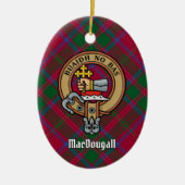 Clan MacDougall Wappen über Tartan Keramik Ornament (Vorne)