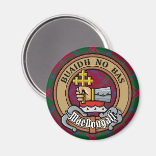 Clan MacDougall Wappen über Tartan Magnet