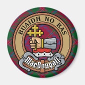 Clan MacDougall Wappen über Tartan Magnet (Vorne)